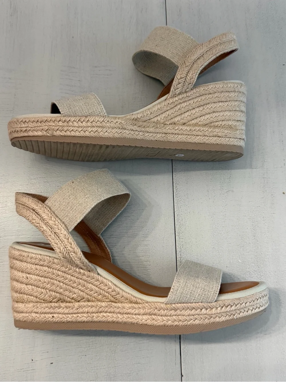 MIA Women’s Brittni Beige Espadrille Wedge Sandals with Ankle Strap Sz 11 NWOT